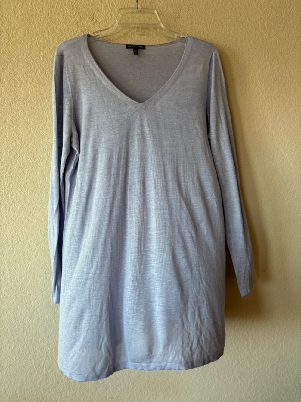 Eileen Fisher‎ Lavender Silk Linen Blend V Neck Tunic Large